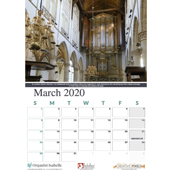 Pipe Organ Calendar 2020 with South African Holidays - Image 2